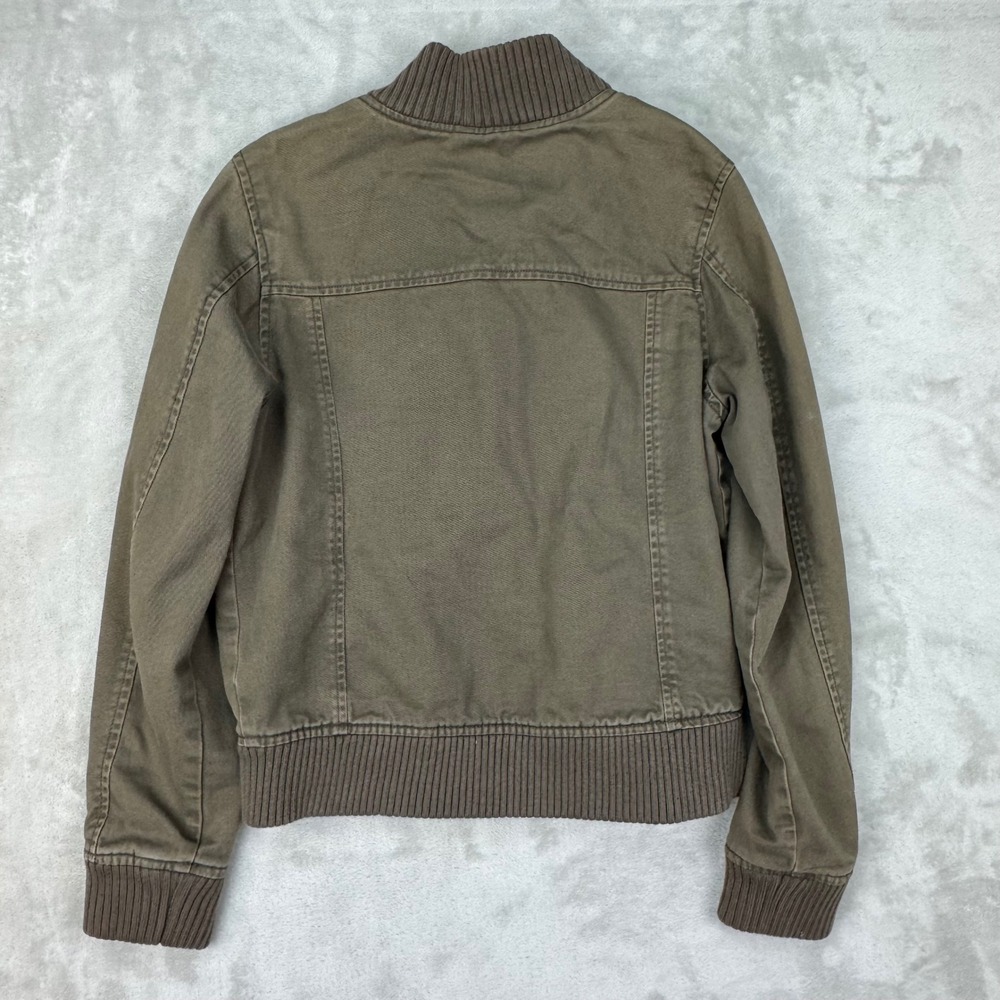 Levis Jacket Womens S Green Cropped Utility Bomber Y2K Military Cotton Coat - Picture 7 of 8
